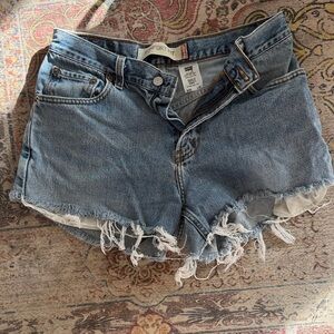 Levi's Blue Distressed Jean Shorts